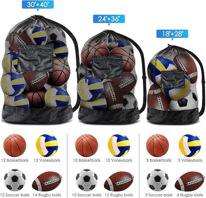 Large Sports Ball Bag Mesh Socce Ball Bag - Image 2