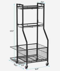 Alternative view of Sports Equipment & Toy Storage Rack with Wheels, 3-Tier Ball Organizer for Balls